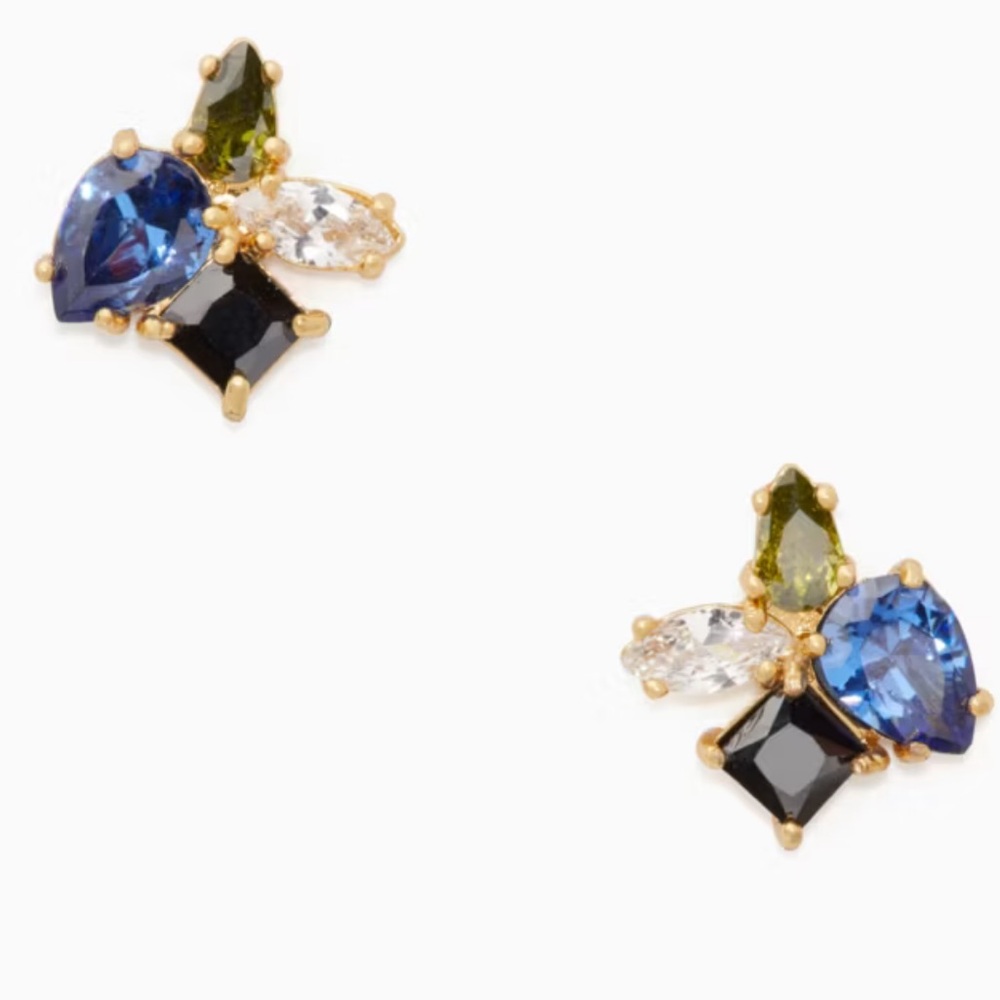 Flying Color Cluster Stud Earrings In Blue Multi